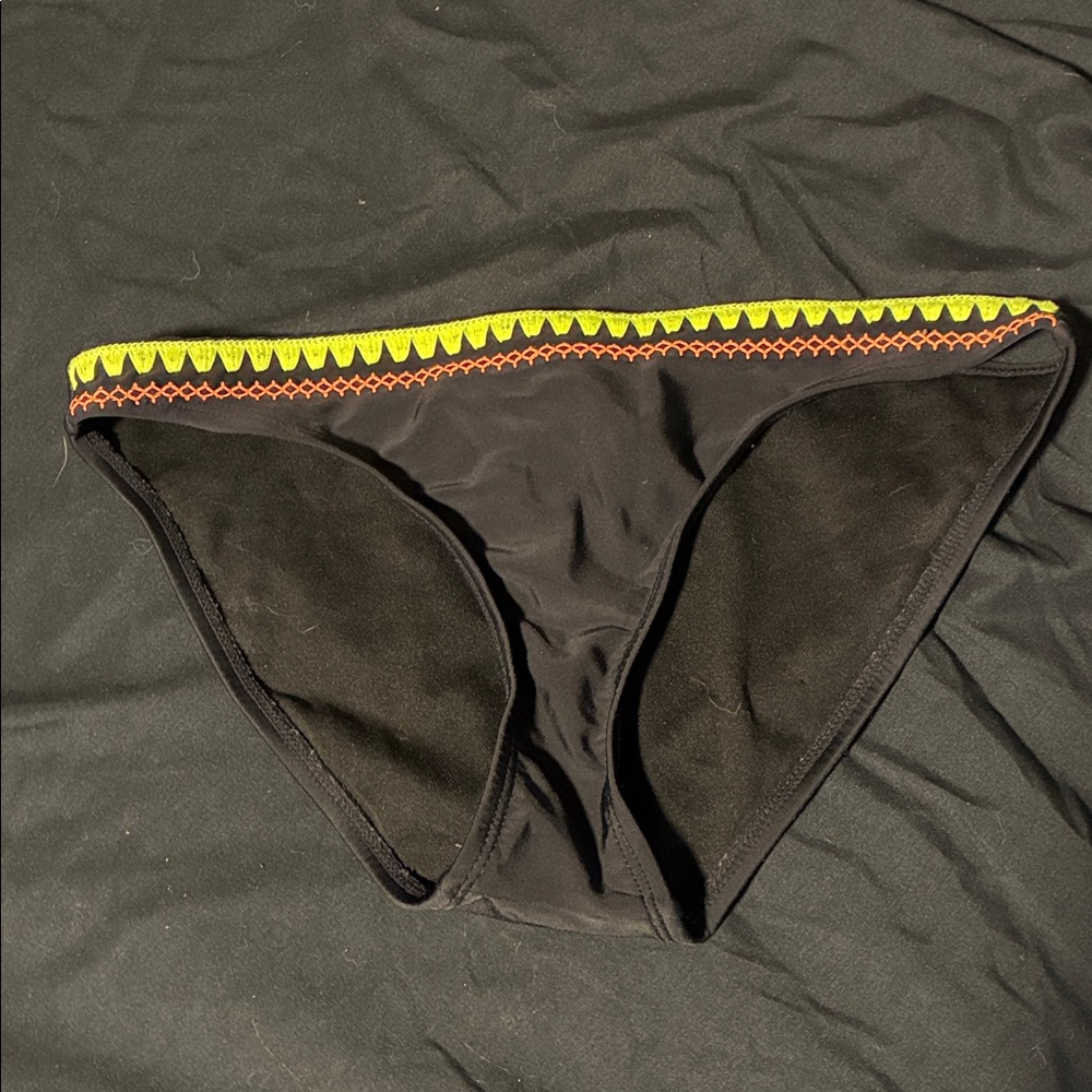 Xhilaration Black Bikini Bottom with Neon Accents